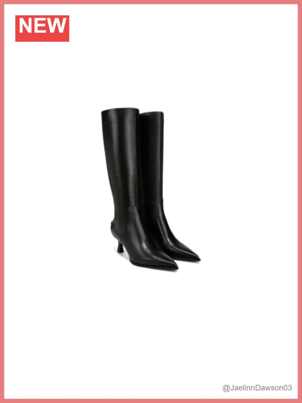 Women's Knee High Kitten Heel Boots Leather Pointed Toe Zip Heeled Boots